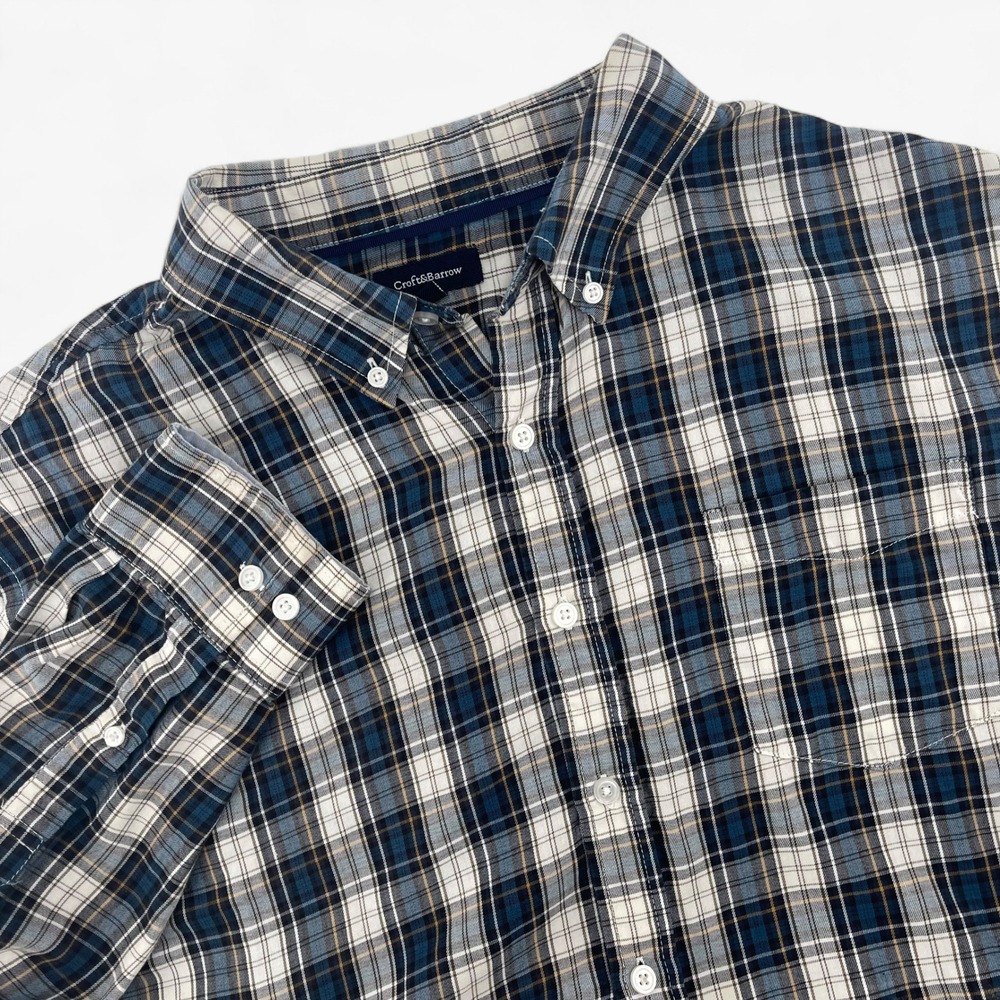 Croft & Barrow Mens Plaid XL Button Down Long Sleeve Shirt Classic Casual